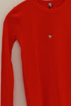 BASERANGE Hollow heart-shaped round neck slim long-sleeved T-shirt bottoming shirt TOHLS MY RED